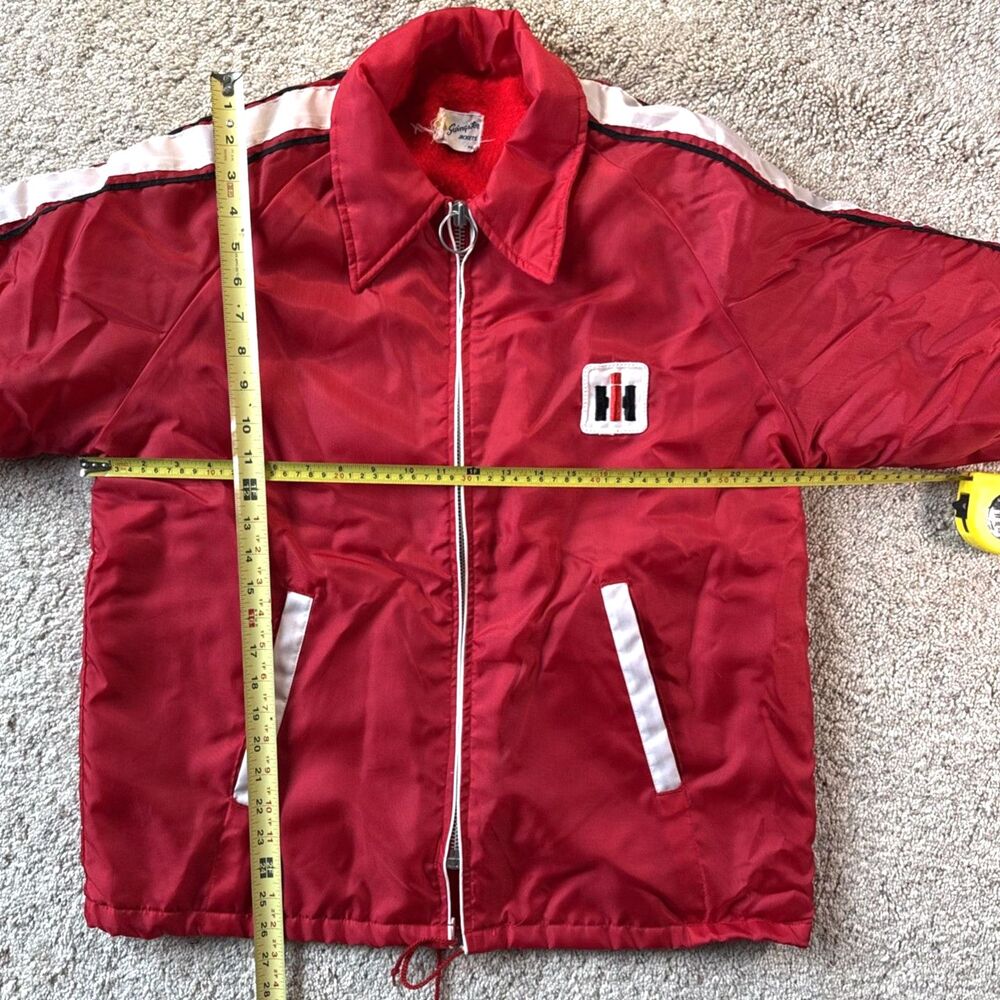 Vintage 70s International Harvester Swingster Jacket Men Medium Red Racing IH - Picture 2 of 7